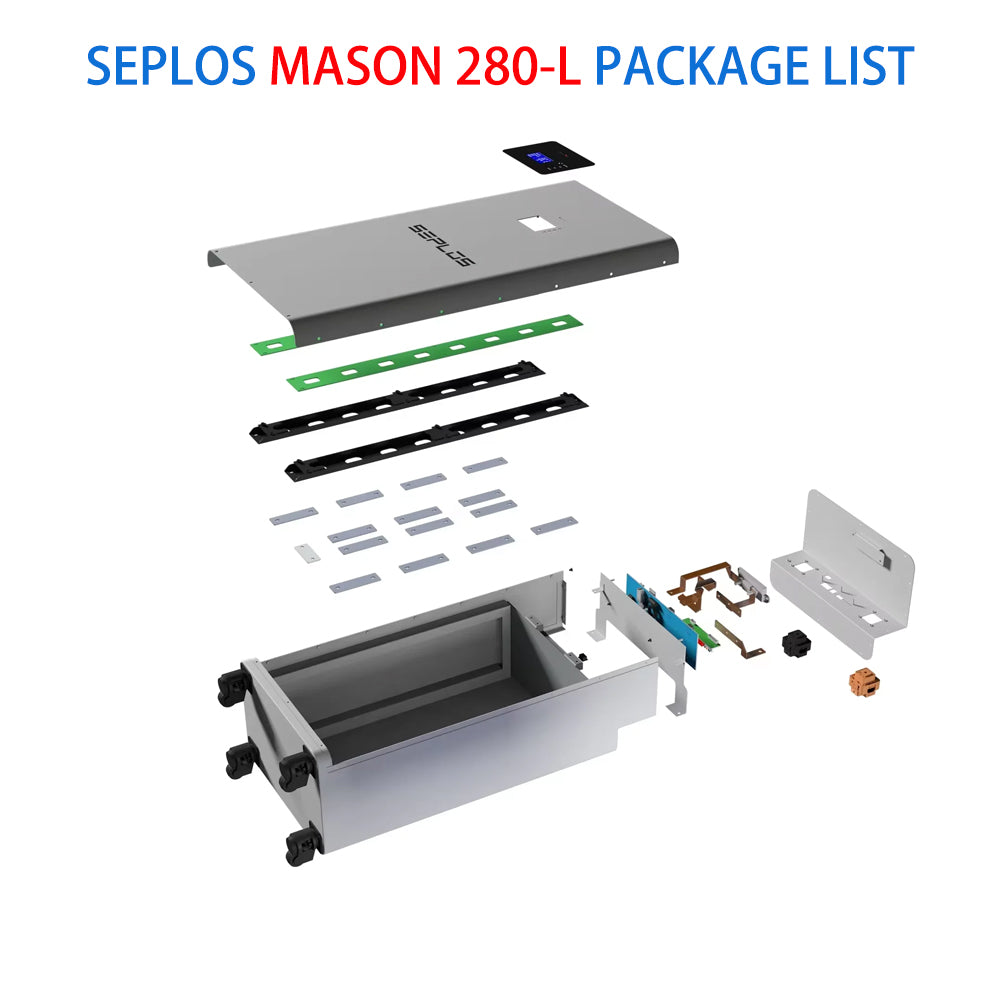 EU Stock Seplos MASON 280 Vertical 280Ah 48V Lifepo4 Energy Storage Battery Box DIY Kit Bundle With Active Balance Board with Wheels (Without cells)