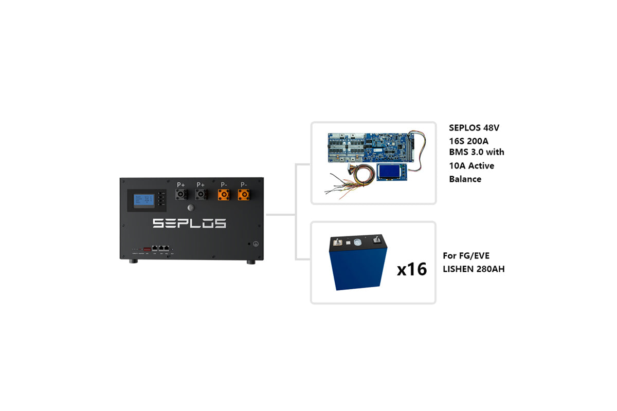 seplos mason 280 48V 15kwh lifepo4 battery pack for home solar energy storage 