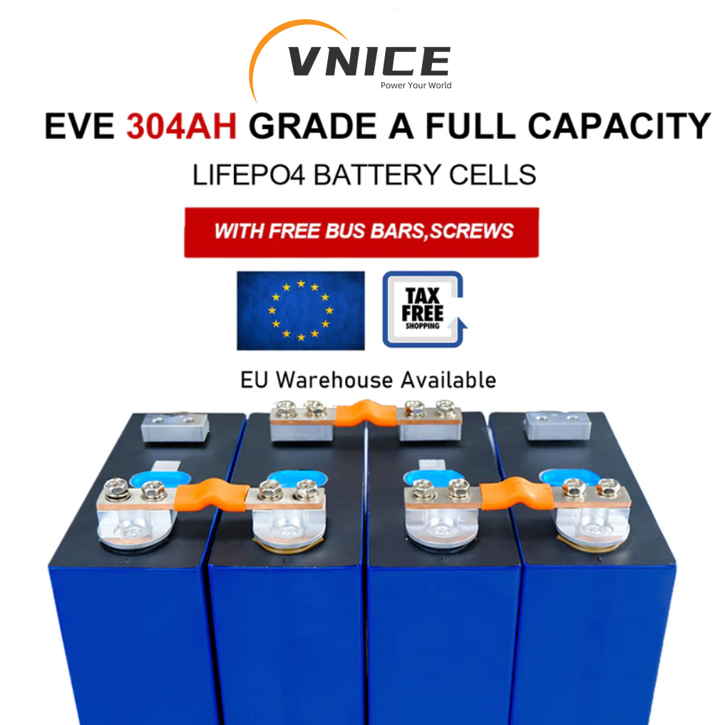 EU Stock 4PCS 3.2V HSEV EVE304 New Studs Grade A LiFePO4 Battery Cells for DIY Solar EU Stock