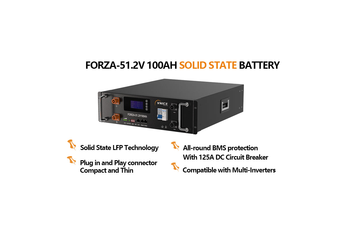 VNICE FORZA 48V 100Ah 5Kwh Solid State LiFePO4 Battery Pack for home solar energy storage off grid system