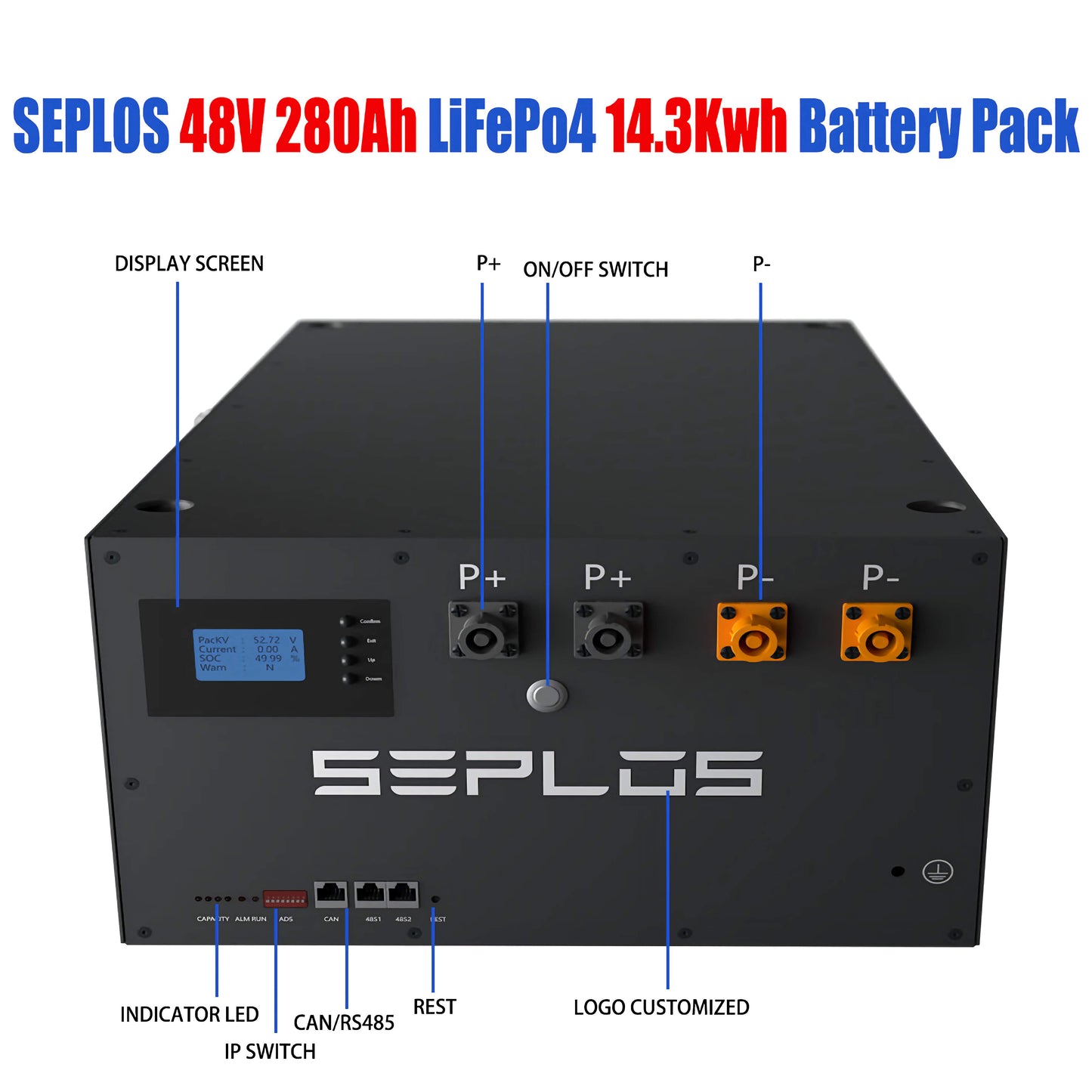 EU Stock Seplos 48V 280Ah Lithium Iron Phosphate 14.3kwh LiFePO4 Battery Pack For Solar Home Energy Storage