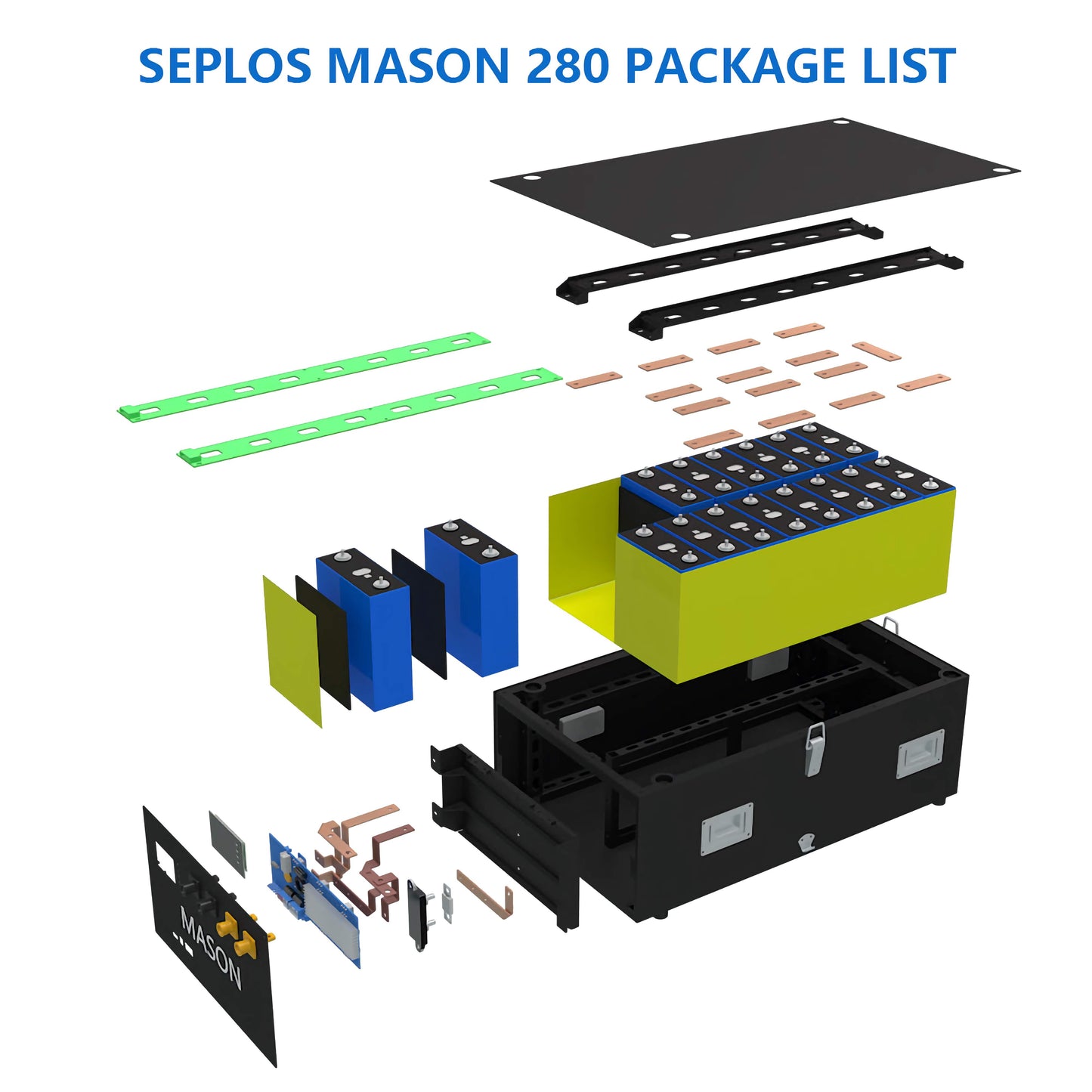 EU Stock Seplos MASON 280 48V 280Ah 16S Lifepo4 Battery Box DIY Stackable Kits Bundle With Seplos BMS 3.0 Active Balance  (Without Cells)